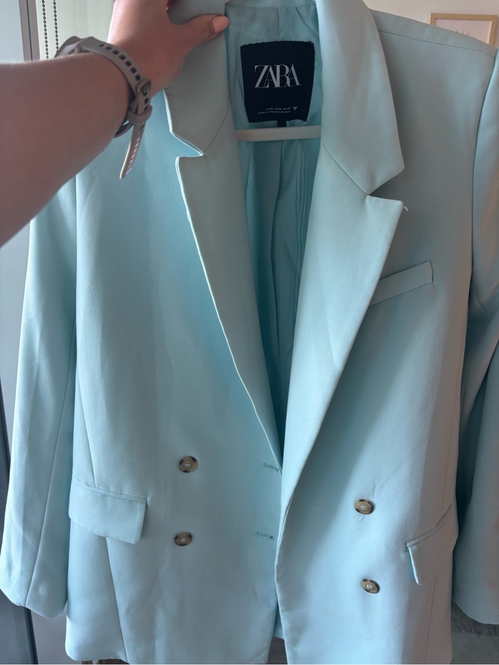 Zara Light Blue Double-Breasted Blazer - Picture 5 of 5